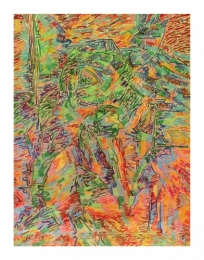 абстрактную картину "Зеленовато-оранжевый (золотистый) джаз Графи