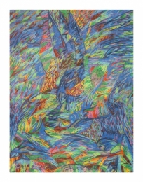 абстрактная картина "Ночные кипарисы в ветреную погоду..."